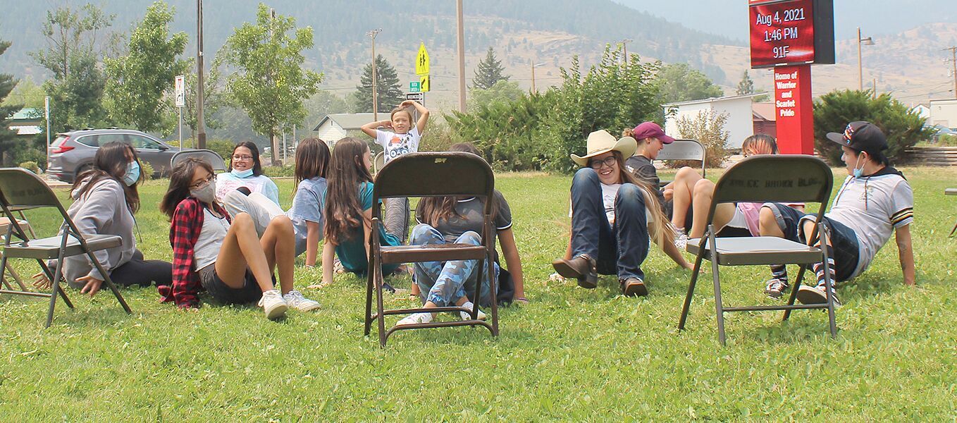 Youth participate in team building activities